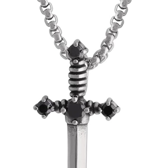 Jewelry - Gothic Silver-tone Sword Necklace Titanium Steel Punk Emo Gift for Women